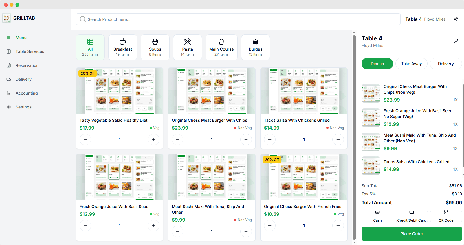 Menu Management - Comprehensive menu management system with categories and item details.