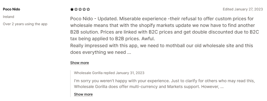 Shopify App Store review — B2C prices get double discounted due to tax being applied to B2B prices